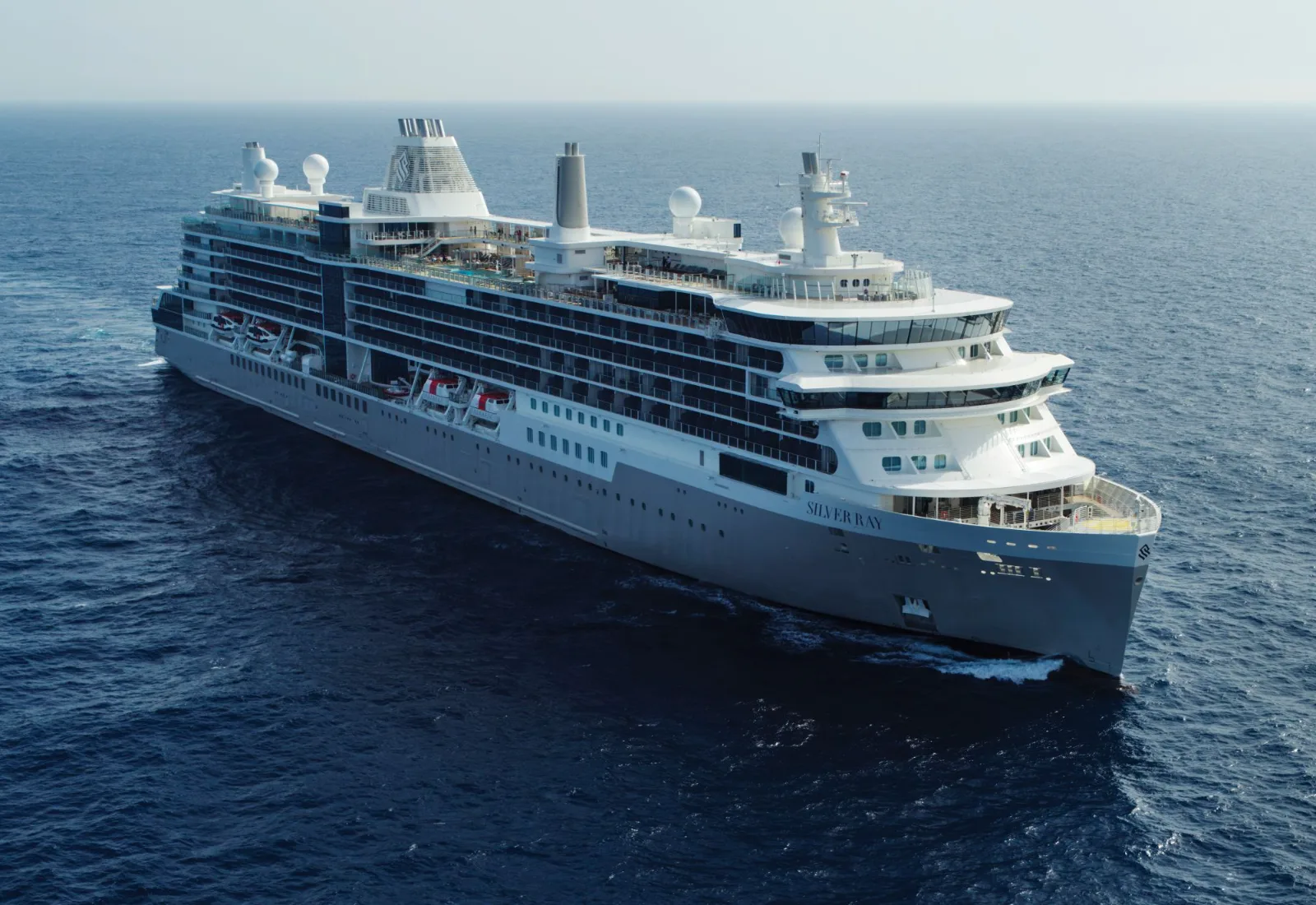 Cruise ship sailing on the open ocean